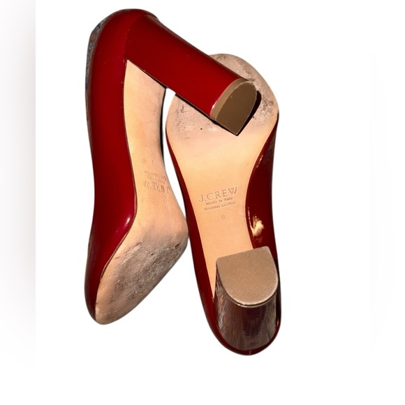 J. Crew Red Patent Leather Round Toe Block Heels - Picture 4 of 4